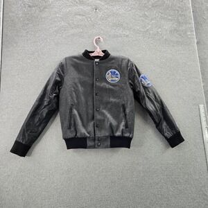 Golden State Warriors Boy Jacket L‎ (14-16) Gray Wool Varsity Letterman